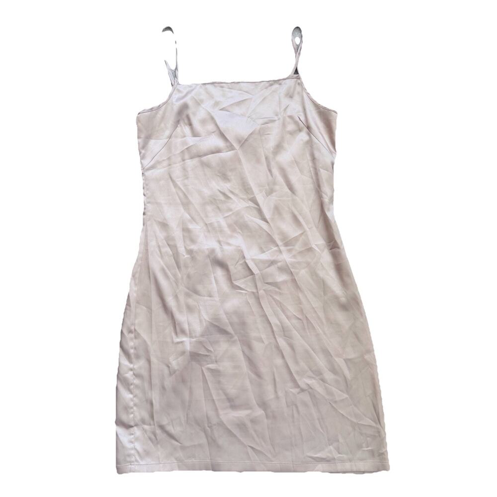 Calvin Rucker Womens Silky Butter Beige Slip Dress M Neutral Sexy Sleek Lounge